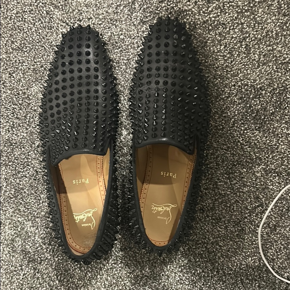 Christian Louboutin Black Spiked Loafers